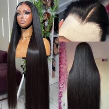 34 Inch 13x4 Lace Front Wigs Blended Human Hair 200 Density Straight HD Lace Front Wigs Pre Plucked Straight Glueless Human Hair 13x4 HD Frontal Human Hair Wig For Women - Natural & Black - View 6