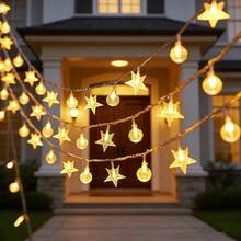 1pc 10/20/40/80 LED Crystal Ball String Lights, Warm White, Battery Operated, For Holiday Party, Romance, Bedroom, Home & Tent Decor