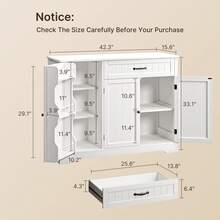 Coffee Table Cabinet With Storage, Kitchen Storage  With Door Shelves, Living Room Sideboard Buffet With Drawer For Kitchen, Bathroom, Dining ,Room Organizing Decoration - trắng - Xem 3