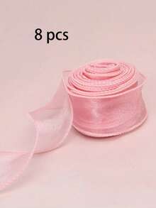 1 件半透明欧根纱丝带，带卷边，非常适合礼品包装、蛋糕装饰、婚礼、DIY 蝴蝶结缎带，用于节日派对装饰，回到学校情人节