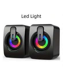 Wired Computer Speakers, HIFI Stereo Microphone USB Powered Speakers With LED Lights, Suitable For Desktop PC