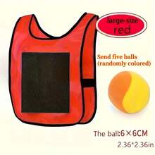 1pc Family Fun Sticky Ball Game Set, 1 Vest, 5 Small Balls, 5 Tails, Suitable For Ball Games, Interactive Throwing Sticky Target Dodgeball, Garden Outdoor Toys, Durable Material, Suitable For Outdoor Group Games (Ball And Tail Colors Random) - Multicolor - View 1