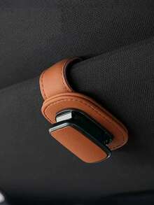 时尚汽车遮阳板太阳镜架，耐用PU皮革金属夹，通用型，适用于所有车型 - 眼鏡夾 - 查看 10