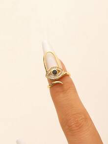 时尚法老恶魔之眼开口可调节精致指甲戒指设计几何指甲戒指，适合日常佩戴，女士 - 彩色 - 查看 11