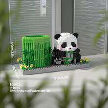1pc Water Vole Building Block Pen Holder/Panda Pen Holder DIY Creative Educational Building Block Model Decor Multifunctional Office Supplies Cosmetic Storage Box Perfect Birthday Gift, No Lighting - Multicolor - View 5
