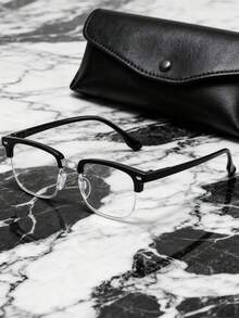 1pc/2pcs Retro Half-Frame Clear Lens Glasses, Suitable For Daily Use - Clear - View 6