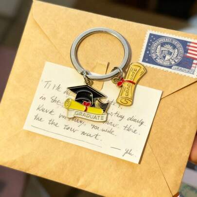 10 Pieces Of Metal Motivational Keychains, Graduation Ceremony Keychain Gifts - Suitable For General And Graduation Occasions, Carnival Theme, Rectangular Shape, Special Function Souvenirs, New Year And Valentine's Day Gifts