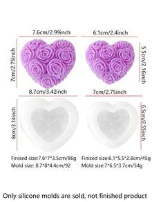 Rose Heart Shaped Candle Mold, Heat-Resistant | High Elasticity Silicone Mold, Multi-Purpose - For Making Candles, Plaster/Painting, Squeezy Toys/Stress Relief, Wedding Favors, Photography Backdrops, Home Decor, Party Gifts, Handmade Crafts. Molded In One Piece, Flexible And Easy To Clean, Reusable - White - View 12