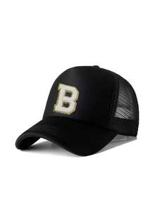 1顶26字母卡车帽，时尚百搭的网眼透气遮阳帽，适合日常佩戴，可作为礼物赠送。 - 黑色 - 查看 5