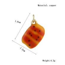 1pc Copper Drip Oil Cartoon 3D Realistic Baked Bread, Egg Tart, Croissant Pendant DIY Bracelet Necklace Earrings Backpack Versatile Accessory, Handmade Parts, Women Holiday Gift - Multicolor - View 2