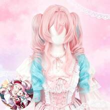 Cosplay Wig Long Curly Pink Blue Anime Ponytail Wig With Bangs 18.9'' Light Pink Lolita Pigtails Game Wigs For Women Party Halloween - Coral Pink - View 4