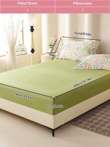 1/3/4件套印花床上用品套装，包含枕套（小号）、深口袋床笠，浪漫元素，提升舒适度，卧室理想之选，包含：床单*1 + 床笠*1 + 枕套（小号）*1/2，通过Oeko-Tex认证 - 彩色 - 查看 25