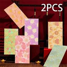 6pcs Elegant Floral Pattern Paper Envelopes, Traditional Chinese New Year Monetary Gift Bags, Holiday Christmas Wedding Red Envelopes, Semi-Glossy Surface, Self-Adhesive Seal - Multicolor - View 12