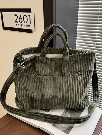 Korean Slouchy Corduroy Women's Handbag, New Fashion High-Capacity High-End Sense One Shoulder Bag, Personality INS Crossbody Tote Bag