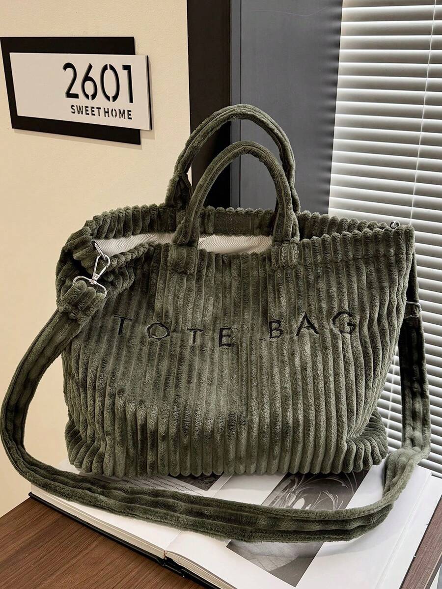 Korean Slouchy Corduroy Women's Handbag, New Fashion High-Capacity High-End Sense One Shoulder Bag, Personality INS Crossbody Tote Bag - Multicolor - View 1