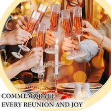 1/2/4/6/12 Stücke Acryl Sektgläser, 6 Oz (170,1 ml) klare Sektgläser, bruchsicher und wiederverwendbar, aus hochwertigem, strapazierfähigem Material, geeignet für Whiskey, Wein, Cocktails, Saft und Desserts. Ideal für Geburtstag, Jahrestag, Bridal-Shower, Hochzeit, Silvesterparty - transparent - Übersicht 9