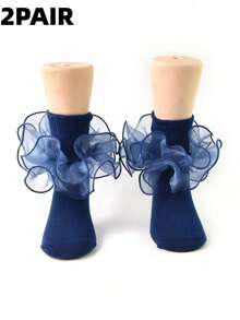 2双荷叶边公主芭蕾舞袜，适合婴儿/幼儿/儿童 - 彩色 - 查看 12