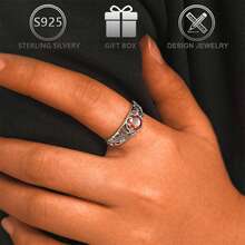 1 Stück 925 Sterling Silber eleganter Cut Out Blumen Design verstellbarer Ring mit kubischem Zirkonia, geeignet für den täglichen Gebrauch, Hochzeit, Party, Valentinstag Geschenk - Silber - Übersicht 5