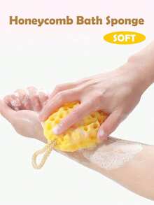 2/1pc Japanese Honeycomb Bath Sponge, Soft Exfoliating Shower Brush, Rich Lather, Suitable For Sensitive Skin, Unisex - Multicolor - View 3