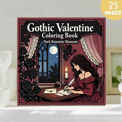 (Upgraded Luxury Edition, Thick Paper, 20.5 * 20.5cm) "Gothic Valentine's Day Coloring Page -25 Dark And Romantic Gothic Line Art Designs", Suitable For Couples And Families, Suitable For Parties, Valentine's Day Birthdays, And Other Holidays. Painting And Study Supplies, Books, Coloring Books, Study Supplies, School, Christmas, Halloween, Valentine's Day, Birthdays, Back To School Gifts, Coloring Books, Painting Books, Books