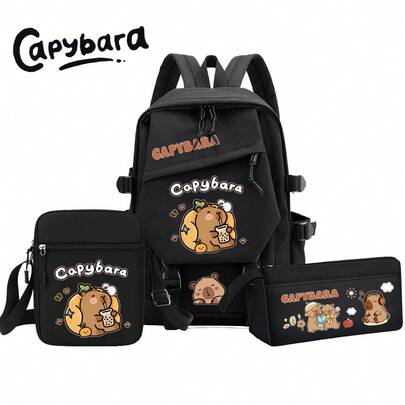 Water Vole Cute Backpack Set, Large Capacity Multi-Piece Backpack & Crossbody Bag & Clutch With Laptop Compartment, Simple Casual Multipurpose Backpack Wallet, Solid Color Nylon Student Backpack With Adjustable Straps, Multiple Pockets, Zipper Closure, Back To School Essential, Valentine's Day Gift