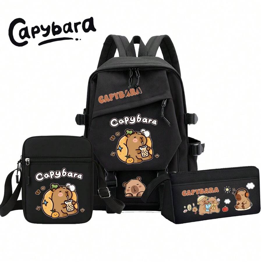 Water Vole Cute Backpack Set, Large Capacity Multi-Piece Backpack & Crossbody Bag & Clutch With Laptop Compartment, Simple Casual Multipurpose Backpack Wallet, Solid Color Nylon Student Backpack With Adjustable Straps, Multiple Pockets, Zipper Closure, Back To School Essential, Valentine's Day Gift - Multicolor - View 1