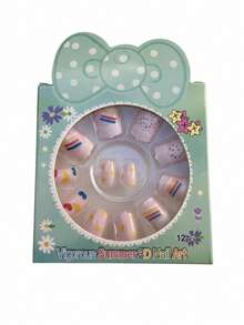 Set de 6 paquetes de 12 Uñas Postizas Infantiles de Colores, Diseños 3D de Animales, Frutas y Figuras Kawaii para Niñas, Kit de Manicura Divertida. - Multicolor - Ver 3