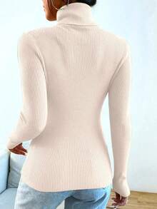 Women's Long Sleeve Knitted Blouse, Winter Sweater,  Fashion! - 米色 - 查看 2