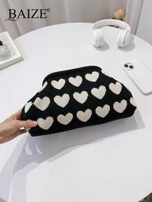 BAIZE 优雅条纹撞色手拿包 - 大容量化妆包，耐用多功能女士沙滩包，夏季钱包，优雅女士钱包，适合日常使用和节日场合，母亲节礼物，婚礼季纪念品 - 彩色 - 查看 11