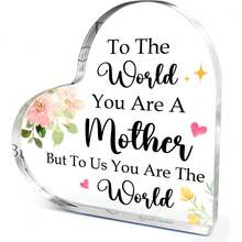 1pc "Dear Mom I Love You" Heart Acrylic Plaque, Meaningful Letter Gift From Daughter & Son, Sentimental Mother's Day Keepsake - Multicolor - View 9