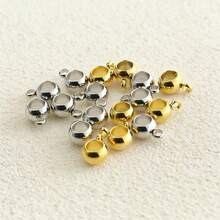 20pcs Gold-Plated Stainless Steel Vertical Hole Adjustable Beads, Spacer Beads For DIY Women Jewelry Making, Necklace, Bracelet, Earrings - Parallel Through-hole Beads - View 5