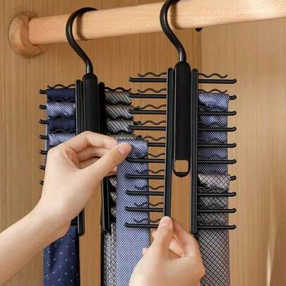 1pc Multi-Function Tie Rack, Household Tie/Belt/Waistband Organizer Hanging Rack