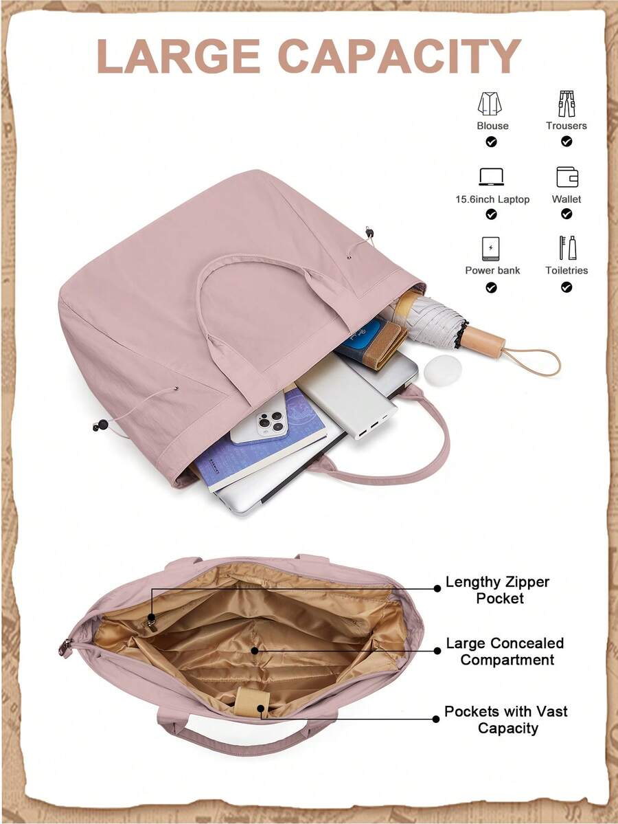 Floless Túi xách nữ, Túi đựng laptop công sở nữ, Túi đeo vai nữ có ngăn đựng laptop 14 inch, Túi tote nữ dung tích lớn có khóa kéo, Túi đeo chéo nữ dùng đi mua sắm, du lịch, công sở - Hồng - Xem 1