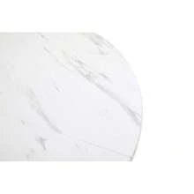 Round Dining Table (1 Piece), Kitchen Table, Unique Metal Frame, Modern Marble Pattern Dining Table, Suitable For Dining Room And Living Room, White/Black - Black - View 8