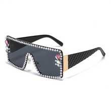 Women's Oversized Rhinestone Decorated Large Round Frame Glasses - Shiny Party And Daily Statement Glasses, Equipped With Transparent Decorative Lenses, Durable Non-Prescription Fashion Glasses, Suitable For Women, Bold Statement Glasses, Suitable For Night Out, Photography, And Daily Wear - Shield-Shaped Frame With Decorative Lenses, Non-Eye Function, Fashionable And , Suitable For Parties And Daily Use, Comfortable Fit, Easy To Wear - Màu xanh da trời - Xem 8