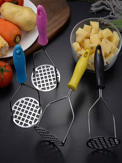 1pc Stainless Steel Non-Slip Handle Potato Masher, Manual Fruit & Vegetable Masher, Potato Ricer, Vegetable Grinder, Kitchen Tool, Cooking Utensil