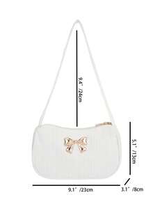 Women's Solid Color Lightweight Luxury Casual Shoulder Bag, Suitable For Daily Commute, Travel, Shopping - White - View 11