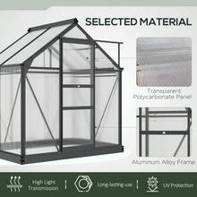 6x4ft Polycarbonate Walk-In Greenhouse – Large Aluminium Frame Garden Grow House With Sliding Door & Window (Grey) - Default - View 5