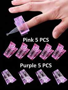 Nail Extension Clips, Nail Molds, Gel Nail Clips, Nail Extenders, UV/LED Extension Clips, Manicure Tools, Manicure Supplies, 3/5/10/20pcs Clear/Pink Nail Extension Clips, Manicure Supplies, Manicure Tools, Manicure Tools, Back To School Supplies, Manicure, Press-On Manicure Tools - Pink - View 18