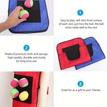 1pc Family Fun Sticky Ball Game Set, 1 Vest, 5 Small Balls, 5 Tails, Suitable For Ball Games, Interactive Throwing Sticky Target Dodgeball, Garden Outdoor Toys, Durable Material, Suitable For Outdoor Group Games (Ball And Tail Colors Random) - Multicolor - View 7