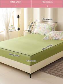 1/3/4件套印花床上用品套装，包含枕套（小号）、深口袋床笠，浪漫元素，提升舒适度，卧室理想之选，包含：床单*1 + 床笠*1 + 枕套（小号）*1/2，通过Oeko-Tex认证 - 彩色 - 查看 55