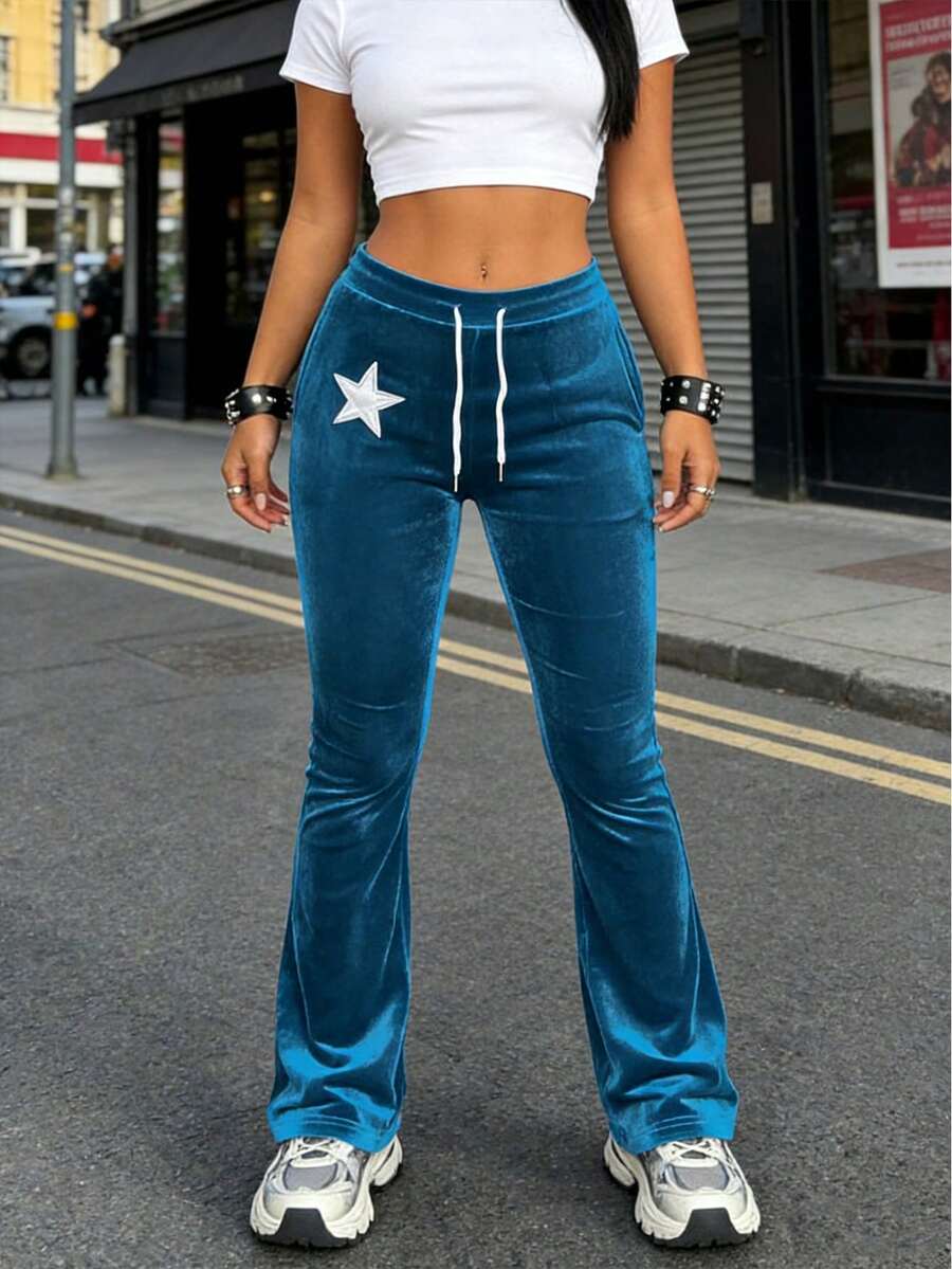 New Multi-Pocket Button Minimalist Y2K Style Casual Cute Khaki Pants, Suitable For School, Gatherings, Birthday Parties, Christmas, Concerts, Gym, Business, Daily Airport Travel, Street Style, Sportswear, Also Suitable For Teachers'' Daily Wear, Suitable For Spring, Summer, Autumn And Winter - Blue - View 1