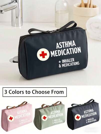 1pc Portable Medicine Bag, Large Capacity First Aid Kit, Retro Medicine Bag For Women, Compact Pill Organizer And First Aid Kit, Portable Medicine Box, First Aid Kit And Pill Carrying Case, Camping Medical Emergency Bag, First Aid Emergency Kit, With Medicine Label Design, Durable Daily And Emergency Equipment (Multiple Colors Available)