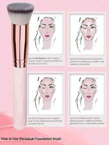 1支扁平粉底刷，适用于混合液体、膏状和粉状化妆品 - 可用于晕染、点涂、凝胶妆效 - 便携式旅行歌舞伎刷，粉底刷 - 彩色 - 查看 2