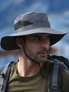 Men's Solid Color Bucket Hat, Breathable Wide Brim Sun Hat, Suitable For Outdoor Hiking, Camping And Mountaineering