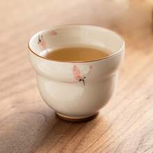 手绘粉色兰花葫芦形陶瓷茶杯，中式茶杯，水杯 - 彩色 - 查看 7