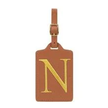 MIYIN 时尚字母图案行李牌 男女通用 PU 皮革手提包旅行包挂牌 带姓名卡和隐私保护（A~Z） 简约高端字母行李牌 旅行配件 旅行必备 海滩 夏季度假 返校季 必备 - 棕色 - 查看 25