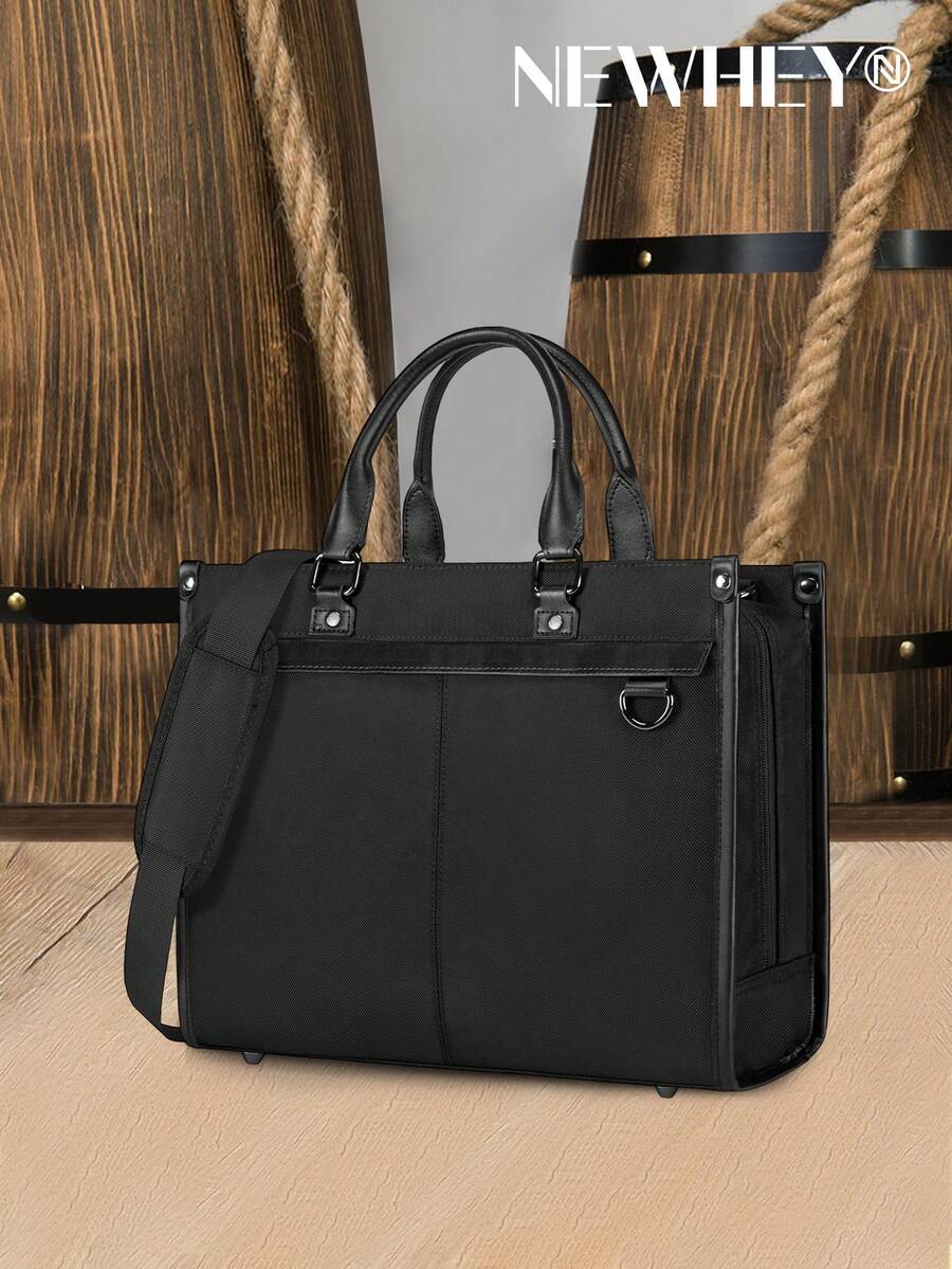 NEWHEY Business Bag For Men 15.6in Large Capacity Job Hunting Bag Waterproof Handbag Commuting Business Trip - Black - View 1