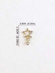 10Pcs/Pack Japanese And Korean Style Lz Internet Celebrity New Nail Art Alloy Decoration With Rhinestone Star Pendant For Diy Nail Decoration Nail Charms Nail Gems Nail Supplies Nails - Bạc - Xem 5
