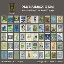 50pcs Vintage Decorative Paper Materials, Retro-Style Bookplate Series, Suitable For Gifts, Office, Home, Marking, Labels, Classrooms, Entertainment Toys, Student Journals, Creative Vintage Scrapbooking DIY Decorative Stickers - Multicolor - View 9